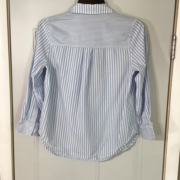 BlankNYC Feel Good Striped Button Down Shirt Blue White Cotton Blend Lightweight - Picture 4 of 7